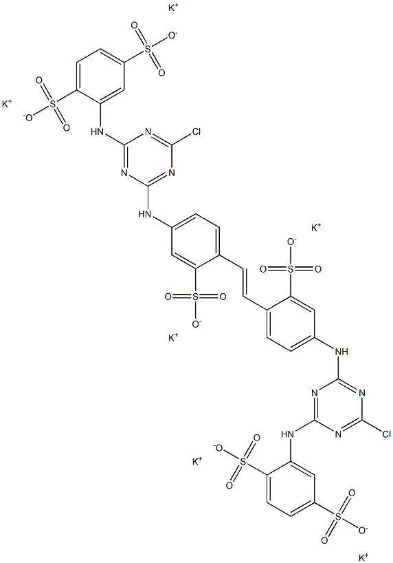 4,4'-Bis[4-chloro-6-(2,5-disulfoanilino)-1,3,5-triazin-2-ylamino]-2,2'-stilbenedisulfonic acid hexapotassium salt Struktur