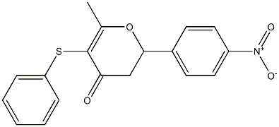 2-(p-Nitrophenyl)-6-methyl-5-phenylthio-2,3-dihydro-4H-pyran-4-one Struktur