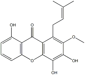 1-(3-Methyl-2-butenyl)-2-methoxy-3,4,8-trihydroxy-9H-xanthene-9-one Struktur