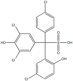 (4-Chlorophenyl)(3-chloro-6-hydroxyphenyl)(3,5-dichloro-4-hydroxyphenyl)methanesulfonic acid Struktur