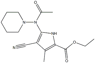 3-Methyl-4-cyano-5-[piperidinoacetylamino]-1H-pyrrole-2-carboxylic acid ethyl ester Struktur