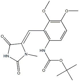 1-Methyl-5-[2,3-dimethoxy-6-(tert-butyloxycarbonylamino)benzylidene]imidazolidine-2,4-dione Struktur