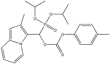 Thiocarbonic acid O-[(2-methylindolizin-3-yl)[bis(isopropyloxy)phosphinyl]methyl]O-(4-methylphenyl) ester Struktur