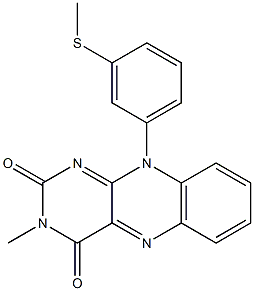 3-Methyl-10-[3-methylthiophenyl]pyrimido[4,5-b]quinoxaline-2,4(3H,10H)-dione Struktur