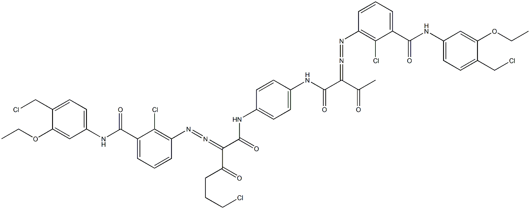 3,3'-[2-(2-Chloroethyl)-1,4-phenylenebis[iminocarbonyl(acetylmethylene)azo]]bis[N-[4-(chloromethyl)-3-ethoxyphenyl]-2-chlorobenzamide] Struktur