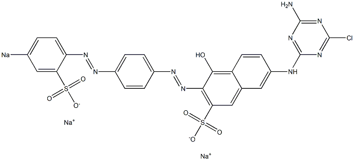 7-(4-Amino-6-chloro-1,3,5-triazin-2-ylamino)-4-hydroxy-3-[4-(4-sodiosulfophenylazo)phenylazo]-2-naphthalenesulfonic acid sodium salt Struktur