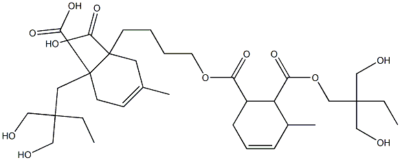 4-Methyl-4-cyclohexene-1,2-dicarboxylic acid 1-[2,2-bis(hydroxymethyl)butyl]2-[4-[2-[2,2-bis(hydroxymethyl)butoxycarbonyl]-3-methyl-4-cyclohexen-1-ylcarbonyloxy]butyl] ester Struktur