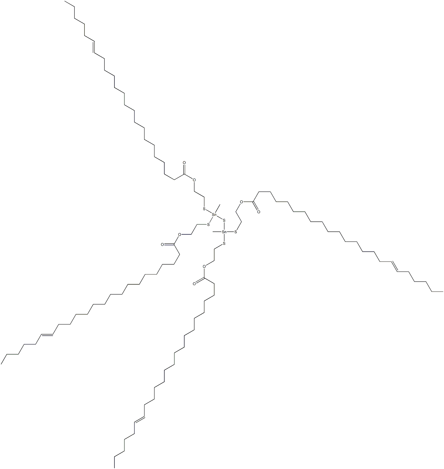 Bis[methylbis[[2-(16-docosenylcarbonyloxy)ethyl]thio]stannyl] sulfide Struktur
