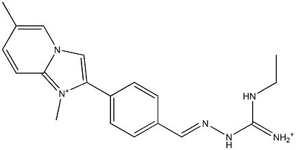 1,6-Dimethyl-2-[4-[2-[iminio(ethylamino)methyl]hydrazonomethyl]phenyl]imidazo[1,2-a]pyridin-1-ium Struktur