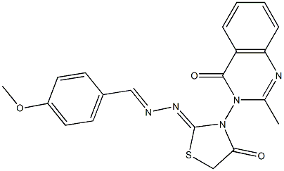 4-Methoxybenzaldehyde [3-[(3,4-dihydro-2-methyl-4-oxoquinazolin)-3-yl]-4-oxothiazolidin-2-ylidene]hydrazone Struktur