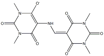 [5-[(Hexahydro-1,3-dimethyl-2,4,6-trioxopyrimidin)-5-ylidenemethylamino]-1,2,3,6-tetrahydro-1,3-dimethyl-2,6-dioxopyrimidine]-4-olate Struktur