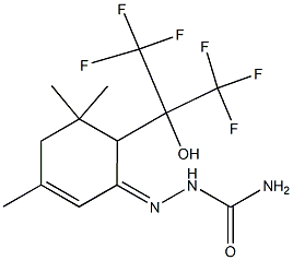 6-(2,2,2-Trifluoro-1-hydroxy-1-trifluoromethylethyl)-3,5,5-trimethyl-2-cyclohexen-1-one semicarbazone Struktur