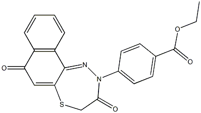 7,8-Dihydro-10-[4-(ethoxycarbonyl)phenyl]-7-thia-10,11-diaza-10H-cyclohepta[a]naphthalene-5,9-dione Struktur