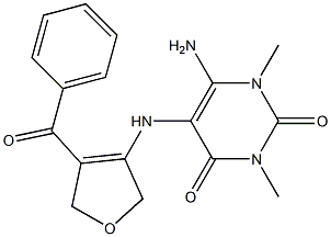 6-Amino-5-[[2,5-dihydro-4-(benzoyl)furan]-3-ylamino]-1,3-dimethyluracil Struktur