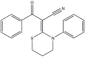 2-[Benzoyl(cyano)methylene]-3-phenyl-3,4,5,6-tetrahydro-2H-1,3-thiazine Struktur