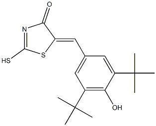 2-Mercapto-5-(3,5-di-tert-butyl-4-hydroxybenzylidene)thiazol-4(5H)-one Struktur