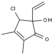 5-Ethenyl-5-hydroxy-2,3-dimethyl-4-chloro-2-cyclopenten-1-one Struktur