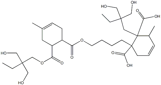 3-Methyl-4-cyclohexene-1,2-dicarboxylic acid 2-[2,2-bis(hydroxymethyl)butyl]1-[4-[2-[2,2-bis(hydroxymethyl)butoxycarbonyl]-4-methyl-4-cyclohexen-1-ylcarbonyloxy]butyl] ester Struktur