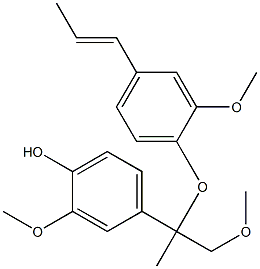 2-(4-Hydroxy-3-methoxyphenyl)-1-methoxy-2-methyl-2-[4-[(E)-1-propenyl]-2-methoxyphenoxy]ethane Struktur