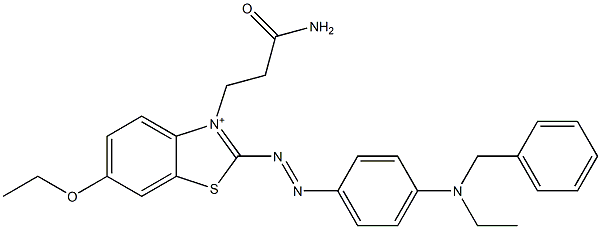 3-(3-Amino-3-oxopropyl)-6-ethoxy-2-[[4-[ethyl(phenylmethyl)amino]phenyl]azo]benzothiazol-3-ium Struktur