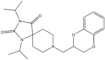 8-(2,3-Dihydro-1,4-benzodioxin-2-ylmethyl)-1,3-diisopropyl-1,3,8-triazaspiro[4.5]decane-2,4-dione Struktur