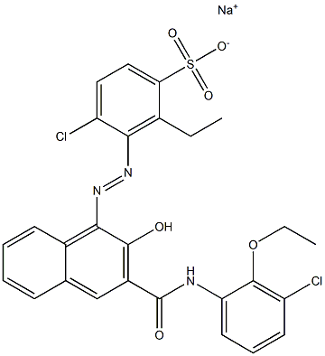 4-Chloro-2-ethyl-3-[[3-[[(3-chloro-2-ethoxyphenyl)amino]carbonyl]-2-hydroxy-1-naphtyl]azo]benzenesulfonic acid sodium salt Struktur