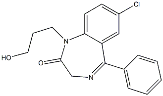 7-Chloro-1-(3-hydroxypropyl)-5-(phenyl)-1H-1,4-benzodiazepin-2(3H)-one Struktur