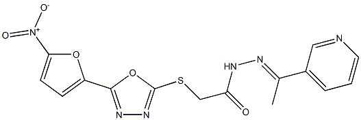 N2-[1-(Pyridin-3-yl)ethylidene]-2-[5-(5-nitro-2-furyl)-1,3,4-oxadiazol-2-ylthio]acetohydrazide Struktur