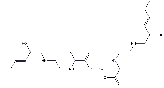 Bis[2-[N-[2-[N-(2-hydroxy-3-hexenyl)amino]ethyl]amino]propionic acid]calcium salt Struktur