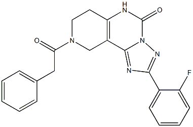 2-(2-Fluorophenyl)-6,7,8,9-tetrahydro-8-phenylacetyl-1,3,3a,5,8-pentaaza-3aH-benz[e]inden-4(5H)-one Struktur