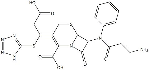 7-[2-(Aminomethyl)phenylacetylamino]-3-(1-carboxymethyl-1H-tetrazol-5-ylthiomethyl)-8-oxo-5-thia-1-azabicyclo[4.2.0]oct-2-ene-2-carboxylic acid Struktur