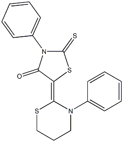 2-Thioxo-3-phenyl-5-[(tetrahydro-3-phenyl-2H-1,3-thiazin)-2-ylidene]thiazolidin-4-one Struktur