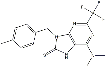 6-Dimethylamino-9-(4-methylbenzyl)-2-trifluoromethyl-9H-purine-8(7H)-thione Struktur