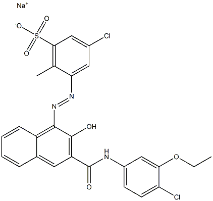 3-Chloro-6-methyl-5-[[3-[[(4-chloro-3-ethoxyphenyl)amino]carbonyl]-2-hydroxy-1-naphtyl]azo]benzenesulfonic acid sodium salt Struktur