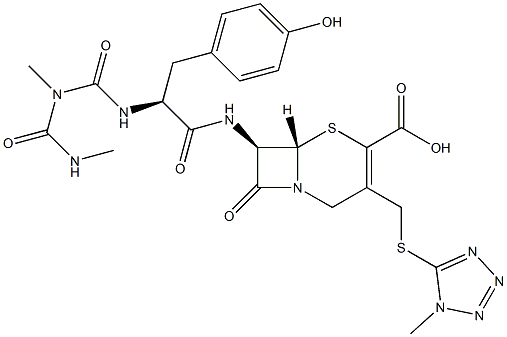 (7R)-7-[[N-(N,N'-Dimethylureidocarbonyl)tyrosyl]amino]-3-[(1-methyl-1H-tetrazol-5-ylthio)methyl]cepham-3-ene-4-carboxylic acid Struktur