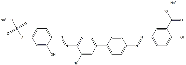 2-Hydroxy-5-[[4'-[(2,4-dihydroxyphenyl)azo]-3'-sodiosulfo-1,1'-biphenyl-4-yl]azo]benzoic acid sodium salt Struktur