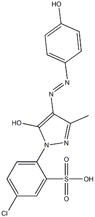 5-Chloro-2-[5-hydroxy-4-(p-hydroxyphenylazo)-3-methyl-1H-pyrazol-1-yl]benzenesulfonic acid Struktur