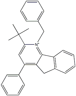 2-tert-Butyl-1-benzyl-4-phenyl-5H-indeno[1,2-b]pyridin-1-ium Struktur