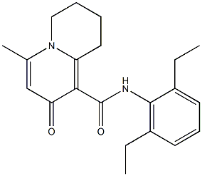 N-(2,6-Diethylphenyl)-4-methyl-2-oxo-6,7,8,9-tetrahydro-2H-quinolizine-1-carboxamide Struktur