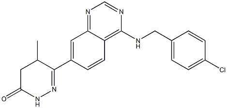 4,5-Dihydro-5-methyl-6-[4-(4-chlorobenzylamino)quinazolin-7-yl]pyridazin-3(2H)-one Struktur