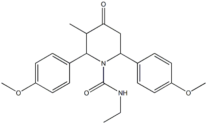 2,6-Bis(p-methoxyphenyl)-N-ethyl-3-methyl-4-oxo-1-piperidinecarboxamide Struktur