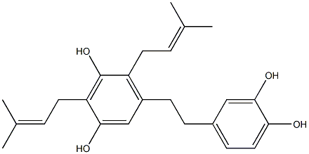 2,4-Bis(3-methyl-2-butenyl)-5-(3,4-dihydroxyphenethyl)-1,3-benzenediol Struktur