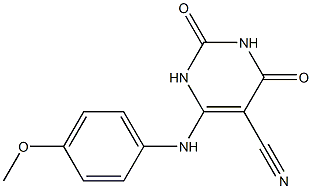 6-(4-Methoxyanilino)-1,2,3,4-tetrahydro-2,4-dioxopyrimidine-5-carbonitrile Struktur