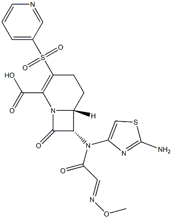 (6R,7S)-3-((3-Pyridyl)sulfonyl)-8-oxo-7-[(2-aminothiazol-4-yl)(methoxyimino)acetylamino]-1-azabicyclo[4.2.0]oct-2-ene-2-carboxylic acid Struktur