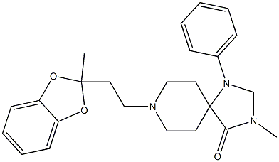 3-Methyl-8-[2-(2-methyl-1,3-benzodioxol-2-yl)ethyl]-1-phenyl-1,3,8-triazaspiro[4.5]decan-4-one Struktur