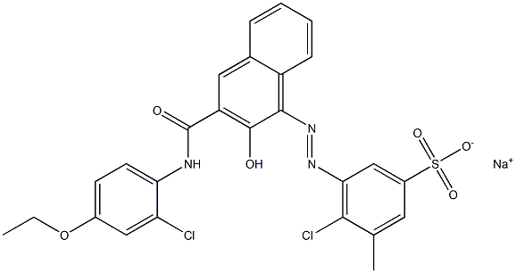 4-Chloro-3-methyl-5-[[3-[[(2-chloro-4-ethoxyphenyl)amino]carbonyl]-2-hydroxy-1-naphtyl]azo]benzenesulfonic acid sodium salt Struktur