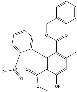 3-Methyl-5-hydroxy-2'-nitro-1,1'-biphenyl-2,6-dicarboxylic acid 2-benzyl 6-methyl ester Struktur