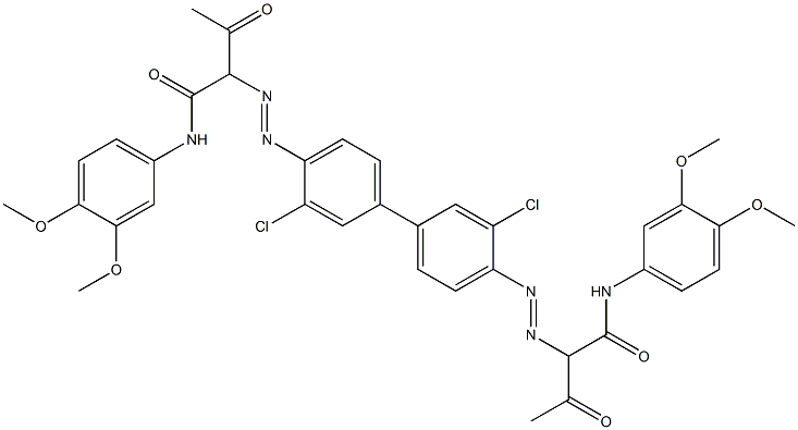 4,4'-Bis[[1-(3,4-dimethoxyphenylamino)-1,3-dioxobutan-2-yl]azo]-3,3'-dichloro-1,1'-biphenyl Struktur