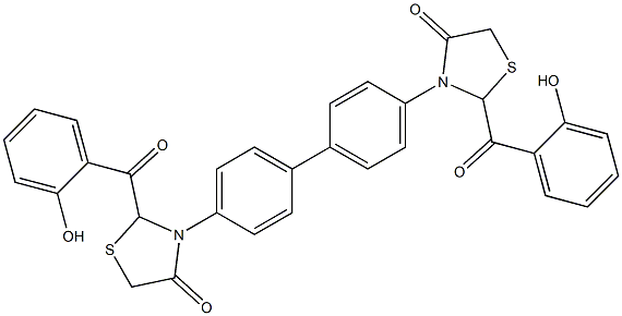 3,3'-(1,1'-Biphenyl-4,4'-diyl)bis[2-(2-hydroxybenzoyl)thiazolidin-4-one] Struktur