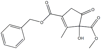 4-Benzyloxycarbonyl-2-hydroxy-2-methoxycarbonyl-3-methyl-3-cyclopenten-1-one Struktur